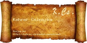 Kehrer Csinszka névjegykártya